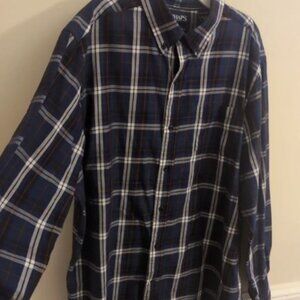 Chaps easy care Twill - Men's long sleeve shirt plaid blue XL
